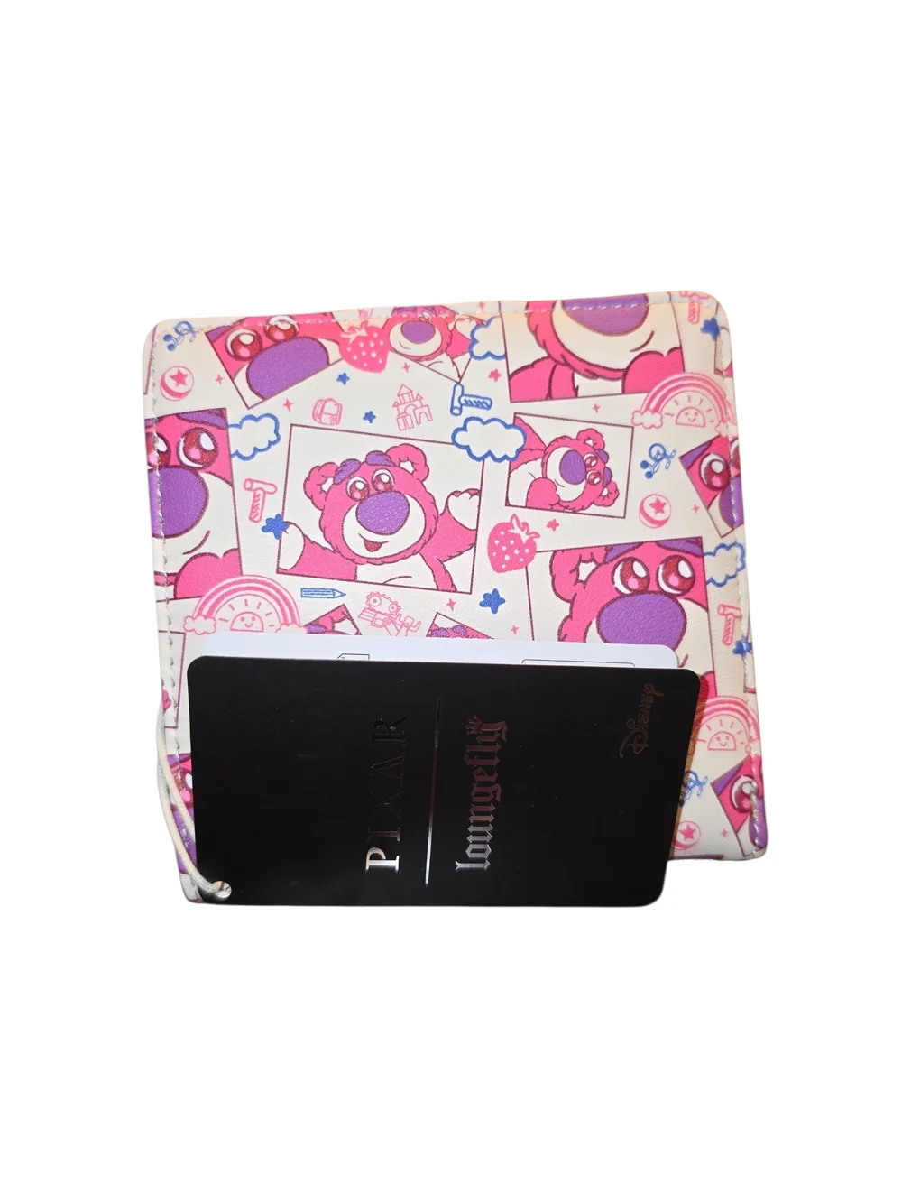 Loungefly Pixar Kids Wallet in Pink and Purple with Lotso Motif
